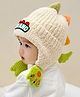 POP STREET KIDS Woollen Knit Deano Text Designed Winter Cap With Ear Flaps - Cream Circumference - 54 Cms
