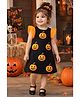 TINY MINY MEE Lyocell Woven Dress with Sleeveless and Pumpkin Print - Black