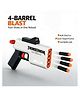 Sanjary Kids Four-Barrel Foam Dart Blaster Toy with Soft Projectiles Multi-Shot Pretend Play Target Practice Set color may vary