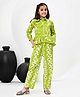FlyFinns Cotton Woven Three Fourth Sleeves Floral Printed Shirt Style Top & Pants Set - Light Green
