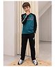 Lil Tomatoes Cotton Knit Full Raglan Sleeves Miami Text Printed Tee & Pants Night Suit - Teal Blue