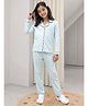Lil Tomatoes Cotton Knit Full Sleeves Hearts Printed Coordinating Shirt & Pajama Night Suit - Mint Green