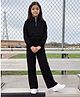 Lil Tomatoes Fleece Knit Full Sleeves Solid Winter Sweatshirt & Pants Set - Black