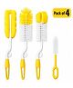 Chinmay Kids Baby Bottle Cleaning Brush Set Bottle & Nipple Cleaning Brush Pack of 4 yellow