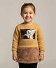 Pampolina Fur Knit Full Sleeves Animal Designed Sequins Embellished Light Winter Sweatshirt - Beige