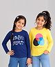 3PIN 100% Cotton Knit Pack Of 2 Full Sleeves Free Spirit & The Perfect Combo Day Text Printed Tees - Royal Blue & Yellow