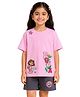 Button Bear Cotton Knit Nickelodean Featuring Half Sleeves Dora The Explorer Printed Tee & Shorts Set - Pink & Grey