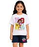 Button Bear Cotton Knit Nickelodean Featuring Half Sleeves Dora The Explorer Printed Tee & Shorts Set - White & Navy Blue