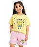 Button Bear Cotton Knit Nickelodeon Featuring Half Sleeves Spongebob Printed Tee & Shorts Set - Yellow & Pink