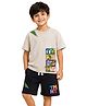 Button Bear Cotton Knit Half Sleeves T-Shirt and Shorts with Teenage Mutant Ninja Turtles Print in Beige for 2-3 Years