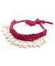 Pihoo Navratri Theme Shell Embellished Necklace - Dark Pink