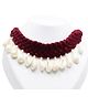 Pihoo Navratri Theme Shell Embellished Necklace - Maroon