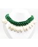 Pihoo Navratri Theme Shell Embellished Necklace - Parrot Green