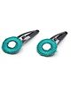 Pihoo Navratri Theme Mirror Detailed Hair Clips - Ocean Green