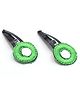 Pihoo Navratri Theme Mirror Detailed Hair Clips - Parrot Green