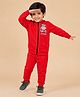 The Mom Store Terry Knit Full Sleeves Bear Printed Jacket & Joggers Set - Red