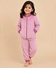 The Mom Store Fleece Knit Full Sleeves Solid Winter Jacket & Sweatpant - Pink