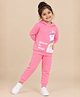 The Mom Store Terry Knit Full Sleeves Unicorn Printed Hooded Sweatshirt & Joggers Set - Pink