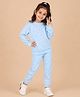 The Mom Store Terry Knit Full Sleeves Floral Printed Coordinating Sweatshirt & Joggers Set - Blue