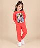 The Mom Store Terry Knit Full Sleeves Dogs Printed Sweatshirt & Jogger Set - Red
