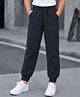 Tiara Interlock Knit Solid Joggers - Navy Blue