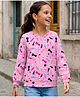 Tiara Cotton Spandex Knit Full Sleeves Candies Printed Top - Pink
