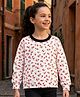 Tiara Cotton Spandex Knit Full Sleeves Strawberries Printed Light Winter Sweatshirt - White