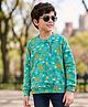 Tiara Cotton Spandex Knit Full Sleeves Giraffe Printed Light Winter Sweatshirt - Green