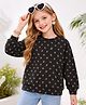 Tiara Waffle Knit Full Sleeves Turtle Printed Light Winter Sweatshirt - Grey
