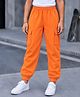 Tiara Cotton Knit Solid Winter Cargo Style Joggers - Orange
