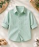 The Kids Club Cotton Blend Woven Half Sleeves Striped Shirt - Mint Green