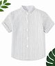The Kids Club Cotton Blend Woven Half Sleeves Striped Shirt - Grey