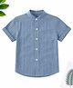 The Kids Club Cotton Blend Woven Half Sleeves Striped Shirt - Steel Blue