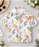 The Kids Club Cotton Blend Woven Half Sleeves Leaves Printed Shirt - White