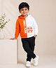 Bumzee Cotton Fleece Knit Hooded Sweatshirt with Full Sleeves and New York Division 98 Athletic Dept New York Print - Orange