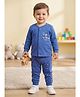 Bumzee Cotton Knit Full Sleeves Jabla & Pyjama Night Suit With Construction Vehicle Print - Blue