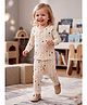 Bumzee Cotton Knit Full Sleeves Jabla & Pyjama Night Suit With Alphabet Print- Peach