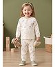 Bumzee Cotton Knit Full Sleeves Jabla & Pyjama Night Suit With Duck Print - Cream