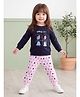 Bumzee Cotton Knit Full Sleeves T-Shirt & Pajama Rabbit & Onion Print Night Suit -Navy Blue
