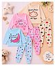 Little Ninja 100% Pure Cotton Knit Pack Of 3 Full Sleeves Sweet Dream & Love To The Moon Text Printed Tees & Pants Set - Multi Colour