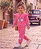 Mars Infiniti Cotton Woven Full Sleeves Cycle Printed Sweatshirt & Sweatpants Set - Pink
