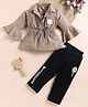 NUTTY BUTTY Textile Knit Full Bell Sleeves Typography Patch Detailed Top & Pants With Inner Set - Brown