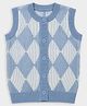 Mi Arcus Cotton Knit Sleeveless Argyle Designed Sweater Vest - Blue