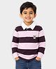 Mi Arcus Cotton Knit Full Sleeves Striped & Koala Applique Detailed Polo Tee - Multi Colour