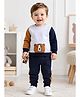 BUMZEE Cotton Knit Full Sleeve Bear Patch Detailed Light Winter Sweatshirt - Grey & Navy Blue