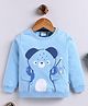 BUMZEE Cotton Knit Full Sleeves Bear Printed Ears Applique Detailed Winter Sweatshirt - Sky Blue