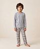 Anthrilo 100% Organic Cotton Knit Full Sleeves Solid Tee & Pajama Night Suit - Grey & Blue