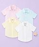 Kidbea Linen Woven Pack Of 4 Half Sleeves Solid Shirt - Yellow & White
