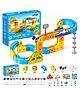 Sanjary Magnetic Rail Car Building Track Set with Curved Pieces, Bridges, Signs and Accessories for Kids Creative Play color may vary