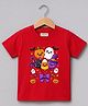Palgrave 100% Cotton Knit Halloween Theme Half Sleeves Ghosts & Pumpkin Printed Tee - Red